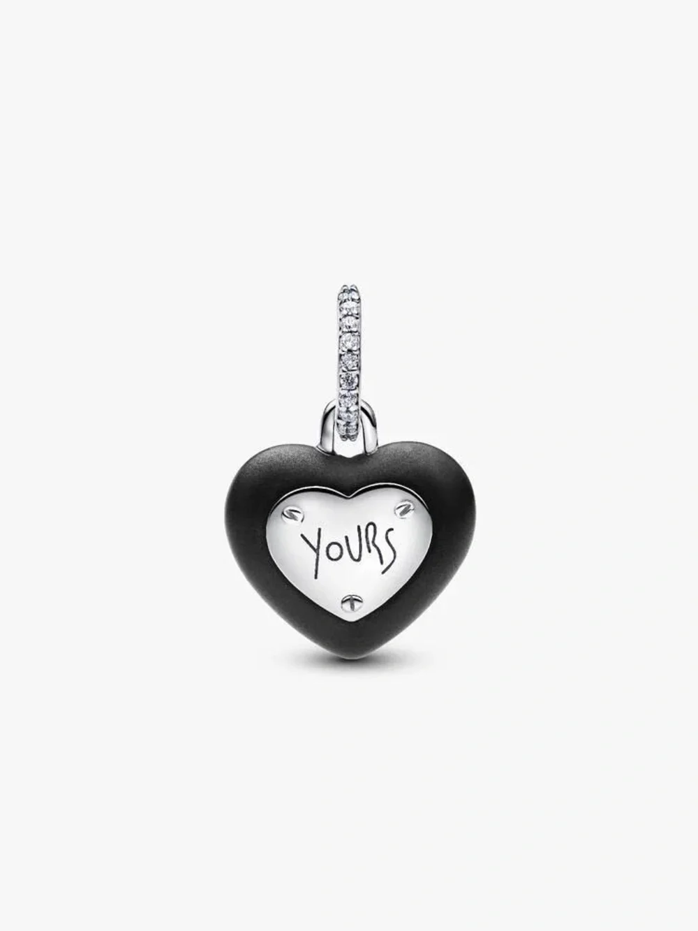 Pandora Matte Black Ceramic Heart Padlock Dangle Charm